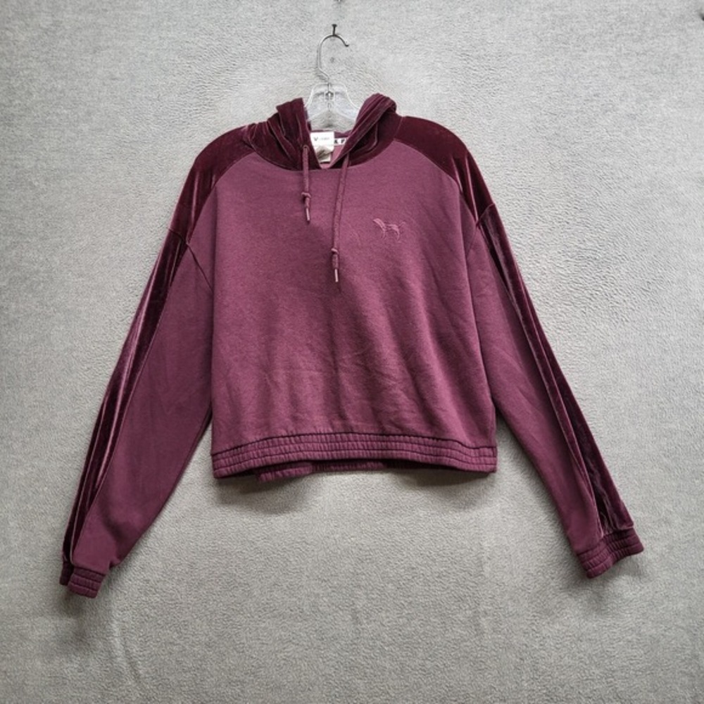 PINK‎ Victoria's Secret Women Sweatshirt Medium Crop Hoodie Logo Campus Dog